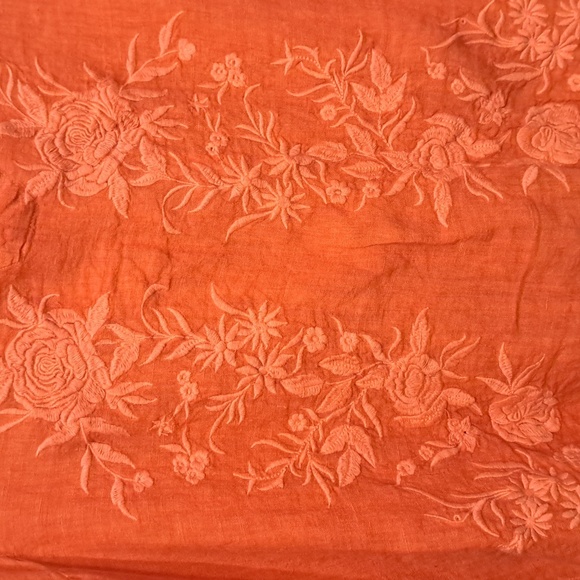 Karyn Seo Woven Roxy 100,% Linen Fig Floral Embroidered Top - Picture 3 of 6